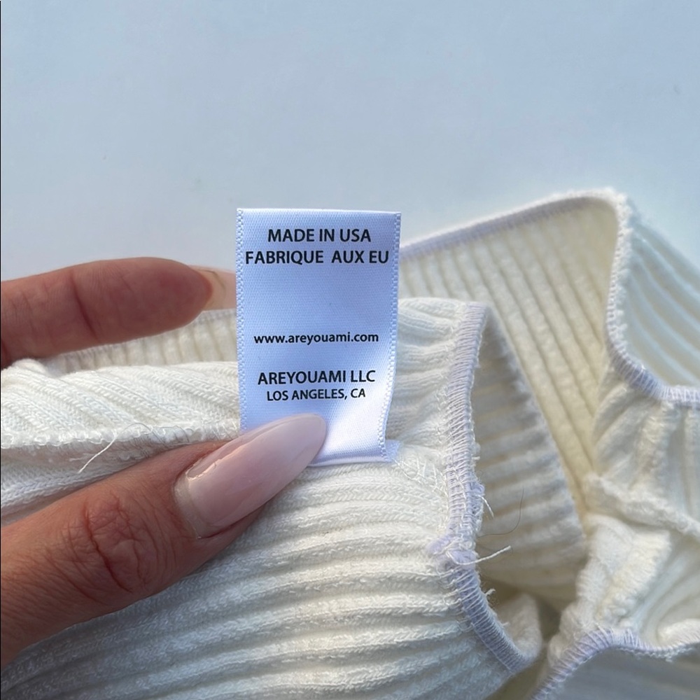 ARE YOU AM I White Ribbed Off-Shoulder Top - Picture 6 of 9
